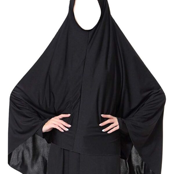 Black Prayer Hijab, Polyester Spandex Fabric, Medium Size L48