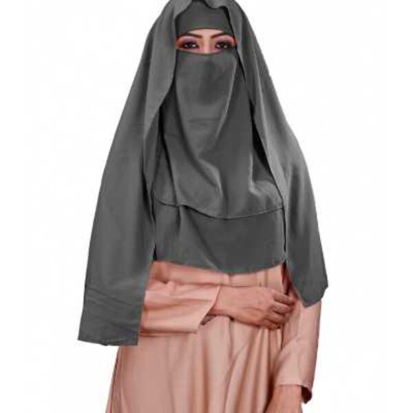 Hafsa veil georgette 3 layer hijab style niqab veil scarf (red)