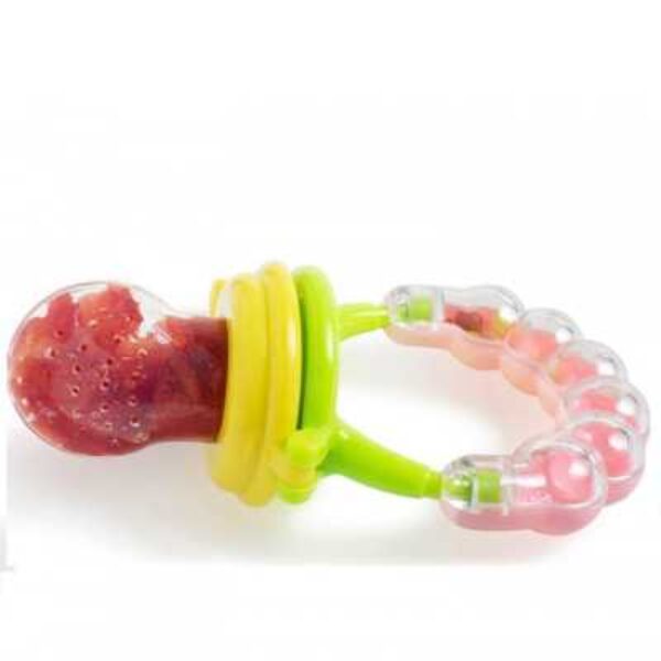 Food nibbler for fruit and veggie with rattle handle for baby (6-24 months)