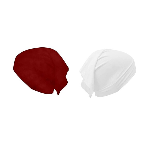 Under Scarf Bonnet Cap Pack Of 2 Pic ( Maroon & White )