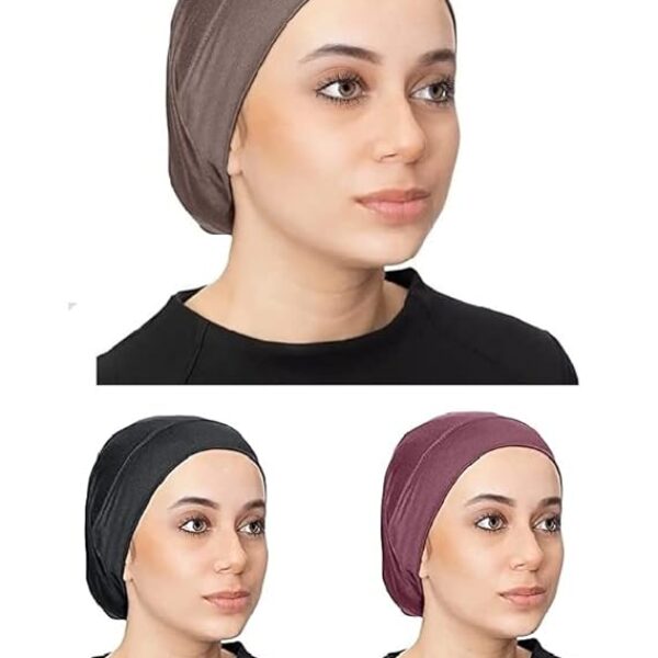 Under Scarf Bonnet Cap Pack Of 3 Pics ( Black , Brown & Maroon )