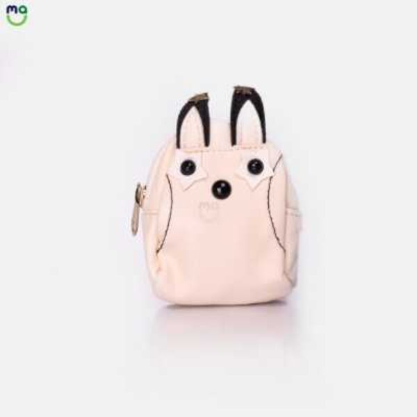 Leather Coin pouch Ear Zipper Pouch. White