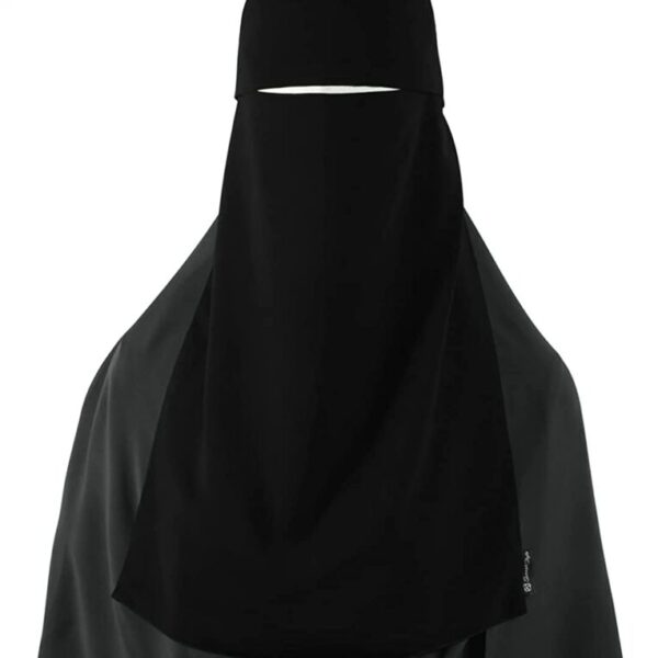 Saudi Flap Naqab for Muslim Women SUPER BREATHABLE VEIL (Black, Free Size)