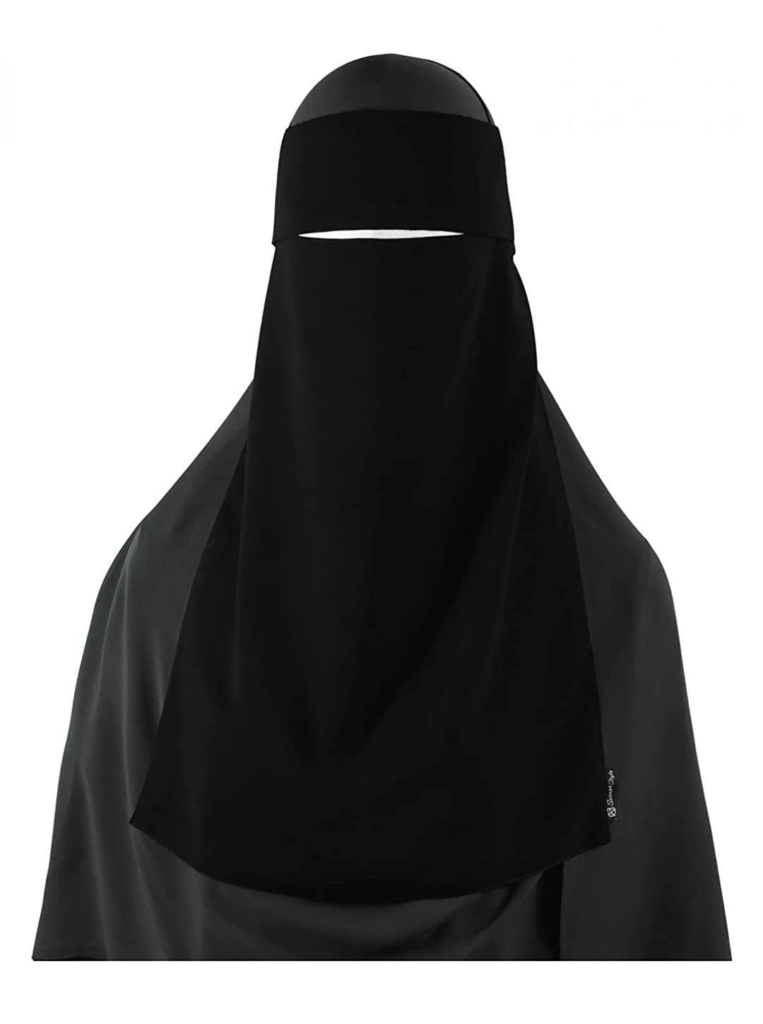 Saudi Flap Naqab for Muslim Women SUPER BREATHABLE VEIL (Black, Free Size)