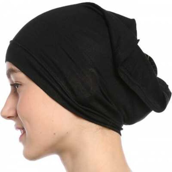 Women's Lycra Fabric Under Scarf/Hijab/Tube Bonnet Bone/Chemo Hat (Black, Free Size)