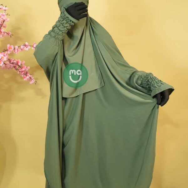 Light Green-Arwa Jilbab Muslim Prayer Islamic Loose Dress FREE SIZE 2-Pieces Praying Set