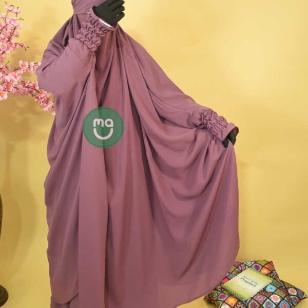 Lavender-Arwa Jilbab Muslim Prayer Islamic Loose Dress FREE SIZE 2-Pieces Praying Set