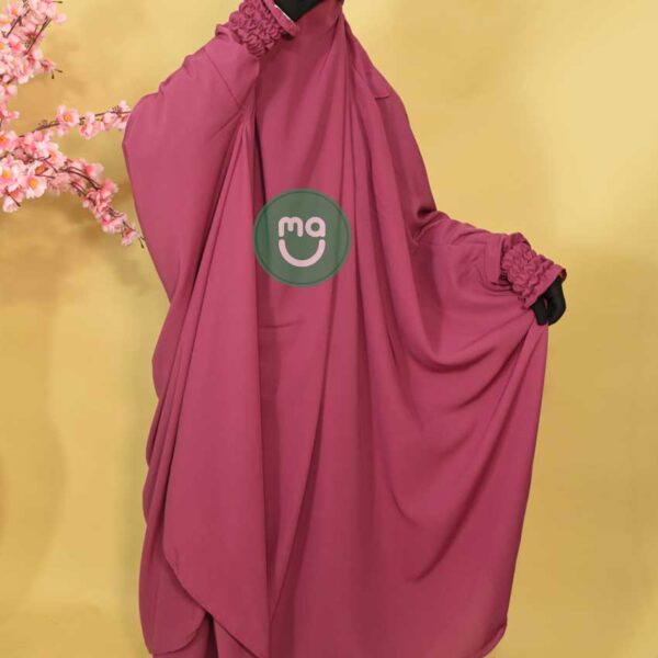 Pink-Arwa Jilbab Muslim Prayer Islamic Loose Dress FREE SIZE 2-Pieces Praying Set