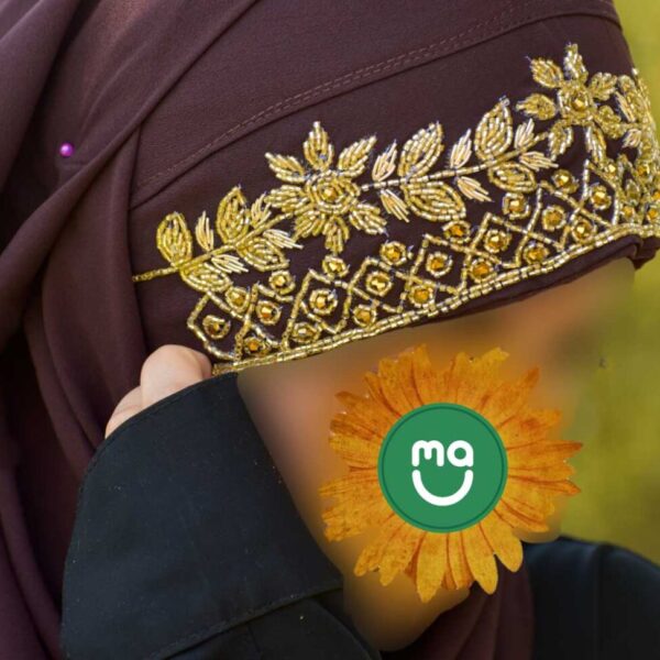Zardosi Bridal Hijabs with Hand Work- Brown