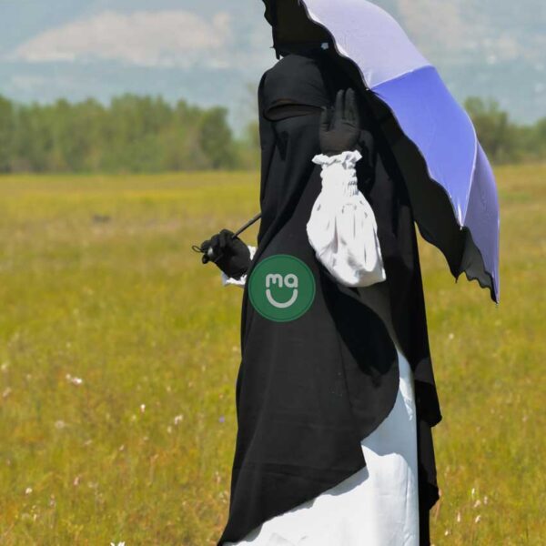 EXTRA LONG TRIANGLE DIAMOND KHIMAR IN FIRDOUS FABRIC-BLACK