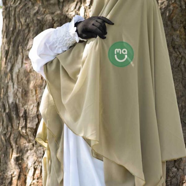 BIEGE-EXTRA LONG TRIANGLE DIAMOND KHIMAR IN FIRDOUS FABRIC - Two Layered