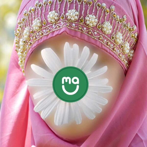 Zardosi Bridal Hijabs with Hand Work- Dark Pink
