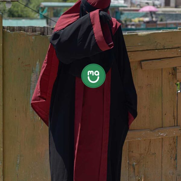 Attached Abaya with Gown & Hijab-Maroon Color