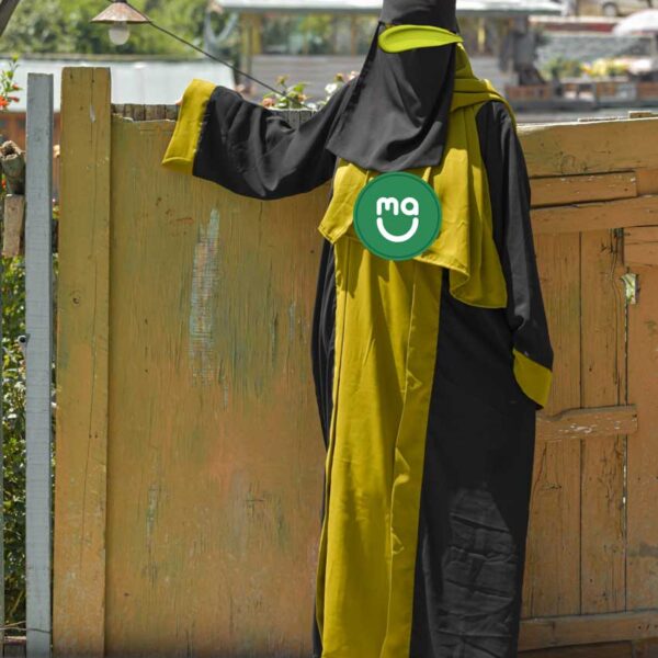Attached Abaya with Gown & Hijab-Green Color