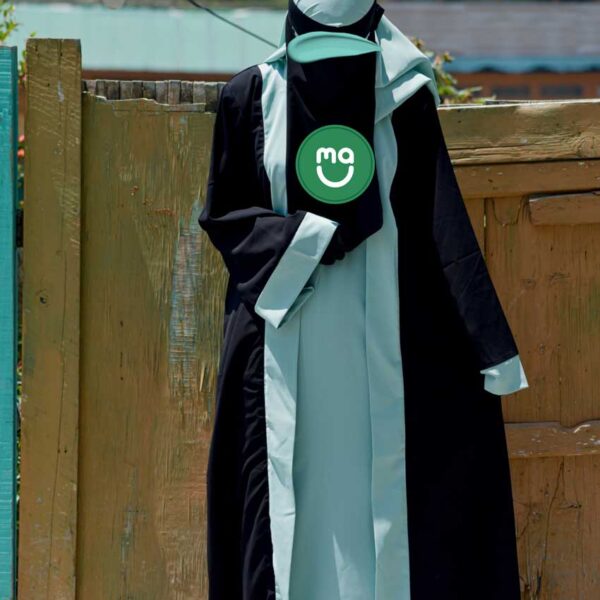 Attached Abaya with Gown & Hijab-Light Blue