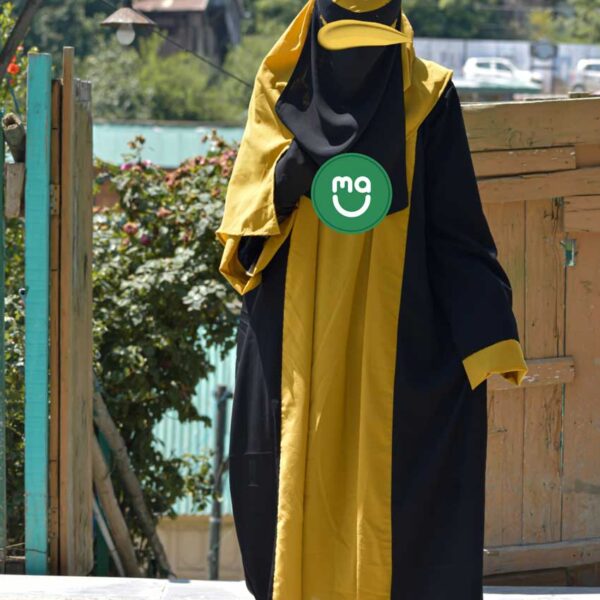 Rabiya Kimono Abaya Gown Attached with Hijab-Lemon Black Color