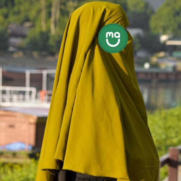 EXTRA LONG DIAMOND KHIMAR IN FIRDOUS FABRIC-GREEN COLOR