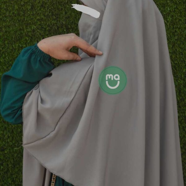 EXTRA LONG TRIANGLE DIAMOND KHIMAR IN FIRDOUS FABRIC-GREY