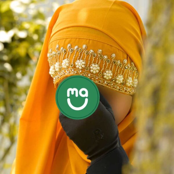 Zardosi Bridal Hijabs with Hand Work- Mustard