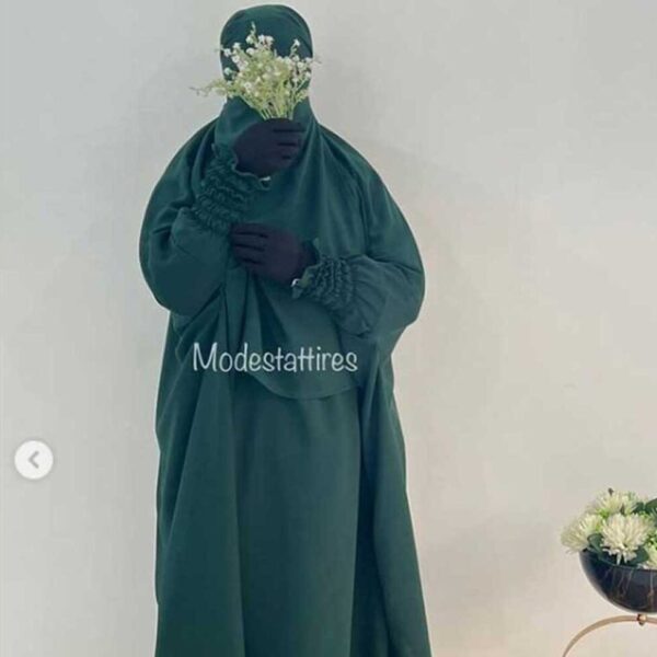 Arwa Jilbab with skirt and nose piece-Dark Bottle Green