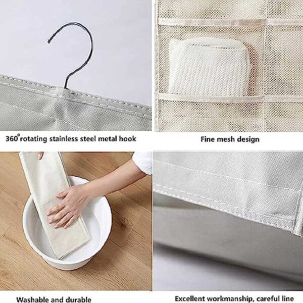 Rack Hanger Storage Organizer Wall Hanging Closet Shelves Storage Pockets- Non Woven Material (Pack of 1)