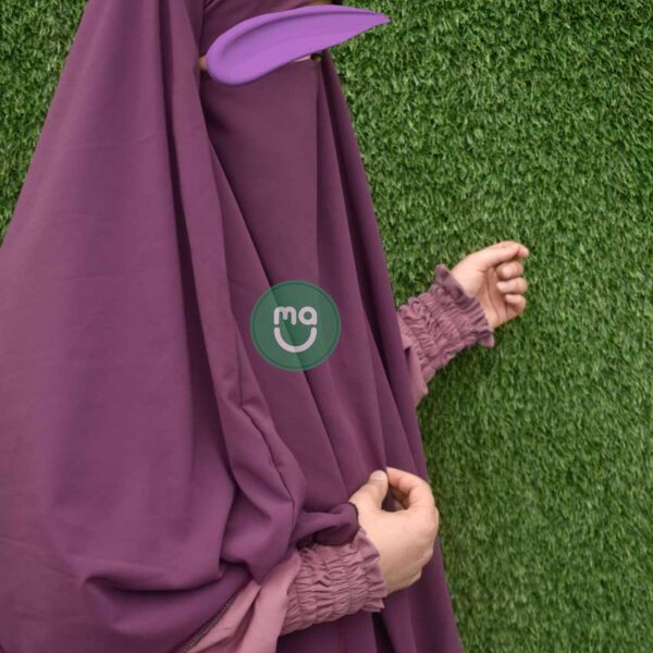 PURPLE-EXTRA LONG TRIANGLE DIAMOND KHIMAR IN FIRDOUS FABRIC - Three Layered