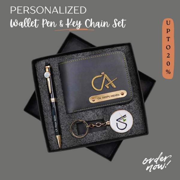 Personalized Wallet Pen & Key Chain Set
