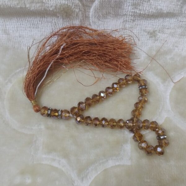 Elegant Amber Crystal Tasbeeh with Golden Tassel