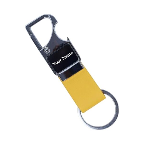 Personalized Keychain with Name, Customized Leather Strap Steel Keychain