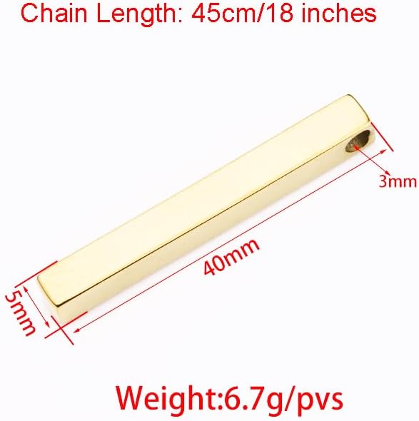 Personalized Custom Text Laser Engraving Name Date Love Note Message Stainless Steel Bar Dangle Pendant Chain Necklace Gift f/Wife Husband Dad Mom Anniversary Valentines Day, Regular - Image 3
