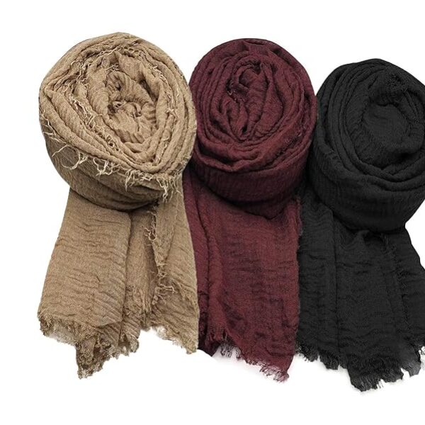 Women's Premium Wrinkle Ironless Crinkled Cotton Summer Scarf Stoles Shawl head scarves for girls